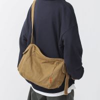 ☬✈❃ Shoulder bag mens Japanese style 2023 new simple canvas messenger bag ins trendy brand shoulder bag student backpack messenger bag