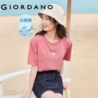 Giordano ผู้หญิง เสื้อยืดคอกลมแขนสั้นพิมพ์ลายเทคโนโลยีขั้นสูงให้ความรู้สึกเย็นสบาย Free Shipping 05322401 nj