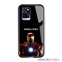 UCUC เคสโทรศัพท์เคสสำหรับ Infinix Note 10 Pro ปลอกปลอก Marvel UCUC เคสโทรศัพท์สำหรับซูเปอร์ฮีโร่สำหรับ Man Ironman Amour ปลอก Gradient Cover กระจกเทมเปอร์กรณีปลอก