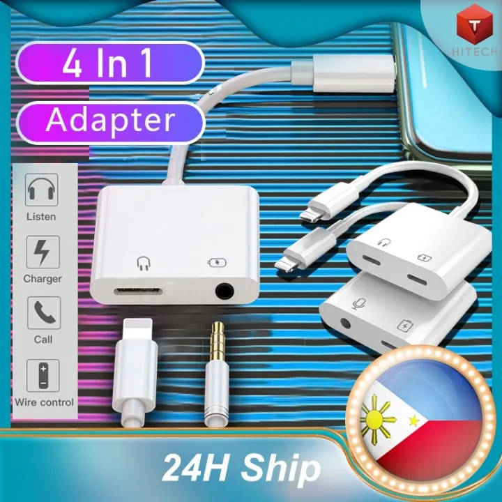 4 in1 Iphone Adapter To 3.5mm AUX Jack To Lightening Cable Converter