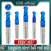 เครื่องตัดปลายจมูกบอลเครื่องมือกัดทังสเตนคาร์ไบด์ HRC65 2 ขลุ่ยทังสเตนคาร์ไบด์คัตเตอร์ซีเอ็นซีเคลือบปลายมิล