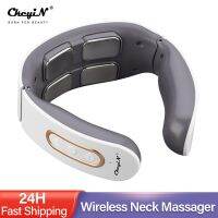 ✜ Smart Electric Neck and Shoulder Pulse Massager TENS Wireless Heat Cervical Vertebra Relax Pain Relief Kneading Massage Machine