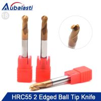 Aubalasti Hrc55 2ขลุ่ย Ball Nose Solid Carbide End Mill Cnc Router Bits เครื่องมือ Cnc Milling Cutter Bits สำหรับตัดโลหะ