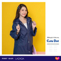 เสื้อกันฝนเเฟชั่นผู้หญิง P-EVA ลาย Cute dot Navy