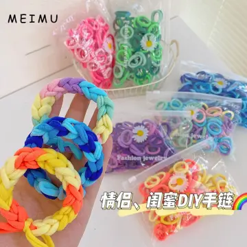 600-1500pcs+ Colorful Loom Bands Set Candy Color Bracelet Making Kit DIY  Rubber Band Woven Bracelet