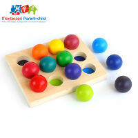 Wooden Rainbow Block Wood Stacking Toys Grimms Rainbow Building Blocks Balls Montessori Eductaional Toy Kids Rainbow Stacker