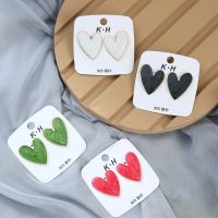 Exaggerated Smudged Sweet Heart Love Stud Earrings For Women Korean Cute Party Wedding Jewelry Gifts 2022 New Red Black Green