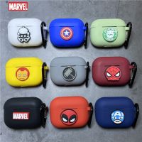 เคสหูฟังการ์ตูน Marvel Pro ซิลิโคนนิ่มพร้อมตะขอสำหรับที่ชาร์จหูฟังบลูทูธไร้สายเคสห่อหุ้ม