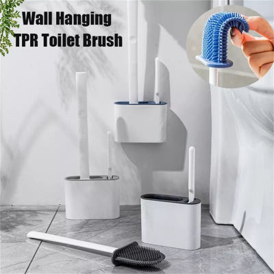 Wall Hanging TPR Silicone Toilet Brush Silicone with Holder Set Bristles for Bathroom Cleaning Clean Corner Protect The Toilet