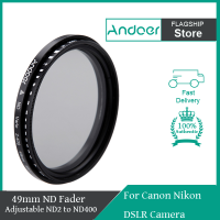 [Andoer] ฟิลเตอร์เลนส์ 49mm ตัวป้องกันเลนส์ ตัวกรองโพลาไรซ์ ND Fader Neutral Density ND2-ND400 ปรับได้ สำหรับกล้อง Ca-non/Ni-kon/DSLR