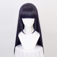 Hyuga Hinata Straight Synthetic Hair Blue Mixed Neat Bang Cosplay Wigs + Wig Cap Wig  Hair Extensions Pads