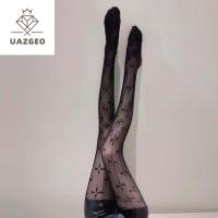 UAZGEO กอธิค หวาน สำหรับเด็กผู้หญิง ลูกไม้ Four Leaf Clover Lolita Women Fishnet Tights ถุงน่องตาข่าย ถุงน่องยาว ถุงน่องสไตล์เกาหลี