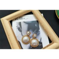 277 Retro Medieval Vintage Imitation Cotton Pearl Exaggerated Rhinestone Earrings Ear Clips