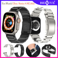 สายโลหะ สำหรับ i watch Series 8 SE 2022 44mm 40mm 41mm 45mm Titanium สาย สร้อยข้อมือสแตนเลส for Apple Watch Ultra 49mm อุปกรณ์เสริม