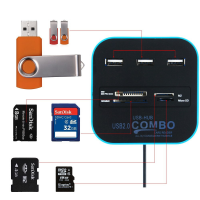 USB ตัวแยก2.0ฮับแบบผสม3พอร์ตฐานขยายในตัวการ์ดความจำอะแดปเตอร์เครื่องอ่านการ์ดคู่ M2 MS/Pro เหมาะสำหรับคอมพิวเตอร์โน๊ตบุ๊ค PC