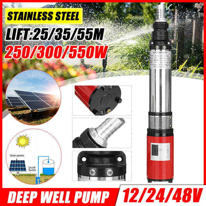 cod-24v-solar-deep-well-ปั๊ม-300w-สแตนเลสพลังงานแสงอาทิตย์-submersible-ปั๊มน้ำ-35m-lift-ขนาดใหญ่สำหรับบ่อปลาการเกษตรชลประทาน-ปั๊มน้ำบาดาล-ปั๊มน้ำบาดาลพลังงานแสงอาทิตย์-สายยาว-10-เมตร