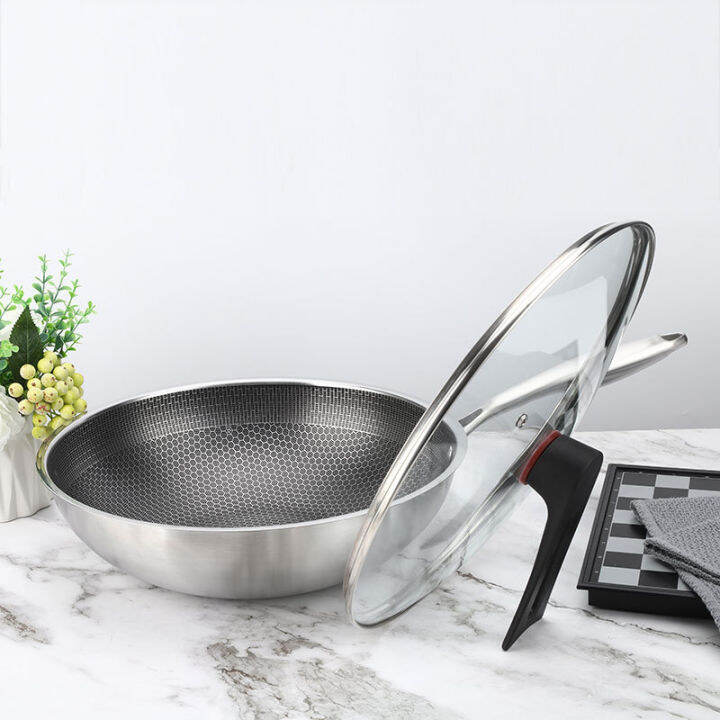 HOME Nonstick Wok 32/34cm Made from High Quality Carbon Steel Kitchen