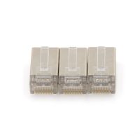 50Pcs Network Connector RJ45 Modular Plug Cat6 8Pin 8P8C Metal Shielded Stranded Crimp Gold Plated Connector Socket Cables