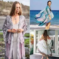 --D0512 Wings of the new 2023 chiffon printing shawl cardigan loose vacation is prevented bask in beach blouse sex appeal unlined upper garment dress