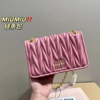 2023 new pleated pu small square miu miuˉbag sweet lock button womens bag single shoulder crossbody bag