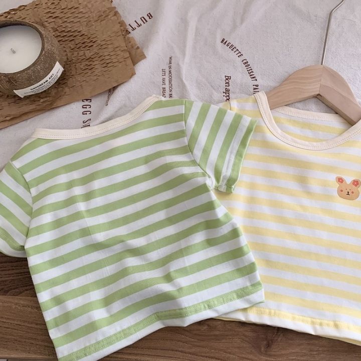 camiseta-listrada-estampada-roupas-de-beb-e-menina-rec-m-nascidos-macac-o-solto-coreano-tops-manga-curta-ver-o-2023