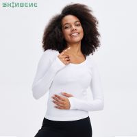 SHINBENE New Yoga Clothing Womens Breathable Antibacterial Long-sleeved T-shirt Running Sports Tight-fitting Fitness Top