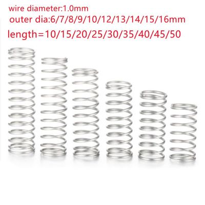 10pcs/lot 1.0mm Stainless Steel  Micro Small Compression spring OD 5-15mm length 15mm to 50mm Spine Supporters