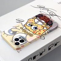 เคสเคสใส่โทรศัพท์ฟิล์ม PC แบบแข็งสำหรับ iPhone 14 Pro Max Plus 13 12 11 Mini XS Max X XR 7 8 SE 6S 6P 6SP น่ารัก SpongeBob เคส Patrick Square เลนส์มันวาวป้องกันฝาหลัง