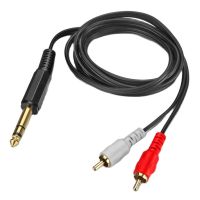 HiFi Stereo Aux Cable 2RCA To 6.35mm 6.35 mm Accessory RCA 3.5 Jack Splitter Cord for Audio Amplifier mixer speaker Recorder DVD Cables