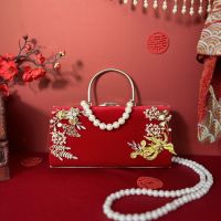 Hot selling Dinner bag red velvet banquet diamond-encrusted cheongsam retro Chinese style bride wedding mouth gold high value