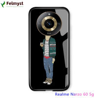 เคสฝาหลังกระจกนิรภัยมันวาวสัตว์สำหรับ Realme 11 5G Realme Narzo 60 5G