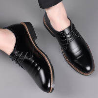 รองเท้าหนังแฟชั่นสีดำปลายแหลมคุณภาพสูงธุรกิจแวววาวอย่างเป็นทางการ Shose