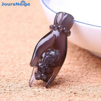 Dropshipping High Quality Ice Black Natural Obsidian Carved Buddha Hand Pi Xiu Pendant Necklace For Women Men Jewelry