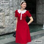 Đầm phối cổ gợn tay phồng BEMINE MT6147