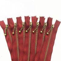 ❉● 5pcs wine red 3 (20-50cm) 8-20inch Round bead modeling copper zipper metal zipper