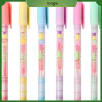 RONGW 6Pcs สีสำหรับตกแต่ง ปากกาทำเครื่องหมายปลายสิ่ว พลาสติกสำหรับตกแต่ง ปากกาเน้นข้อความที่สวยงาม สวยดีครับ ออฟฟิศสำหรับทำงาน