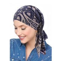 【CC】┋  Muslim Soft Stretch Turban Hat Pre-Tied Scarf Printed Ladiess Cotton Cancer Chemo Cap Inner Hijabs Hair Accessories