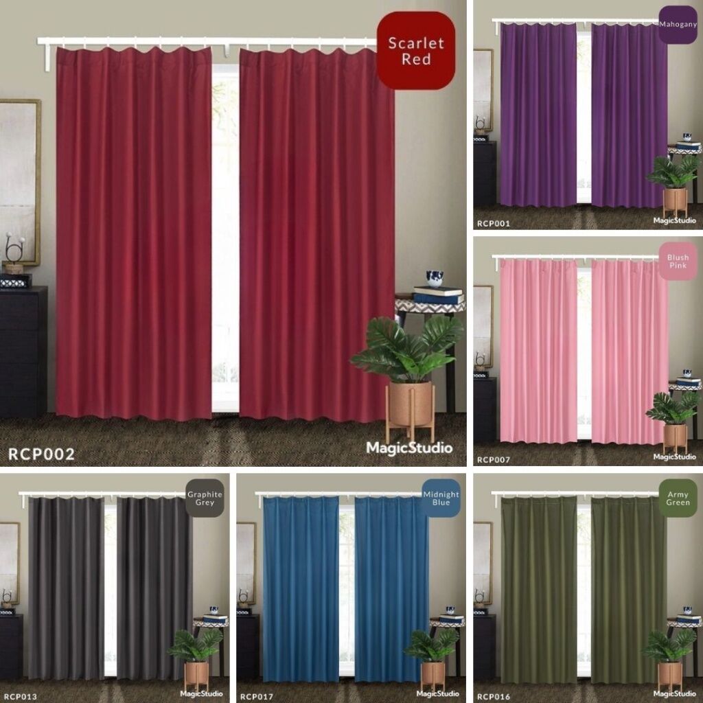 Langsir Tingkap Murah Curtain Semi Blackout Kai Langsir Pintu Door Curtains blinds plain color