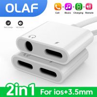 Olaf 2 In 1 Audio Adapter For iOS 3.5mm AUX Cable Splitter For iPhone 14 13 Adapter Headphone Connector Charging Earphone Cable