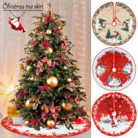 Cartoon Print Christmas Tree Skirt 84cm Floor Decoration Christmas Rug Creative Crafts Home Christmas Tree Skirt Decoration