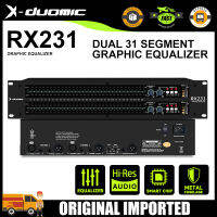 อีควอไลเซอร์มืออาชีพ X-duomic RX231，การออกแบบช่องสัญญาณคู่, พร้อมตัวกรองความถี่สูงแบบแยกอิสระ。 ตัวกรองความถี่ต่ำ ,ตัวบ่งชี้ระดับสัญญาณสองสีห้าส่วน 、อินพุตและเอาต์พุตXLRที่สมดุลและไม่สมดุล