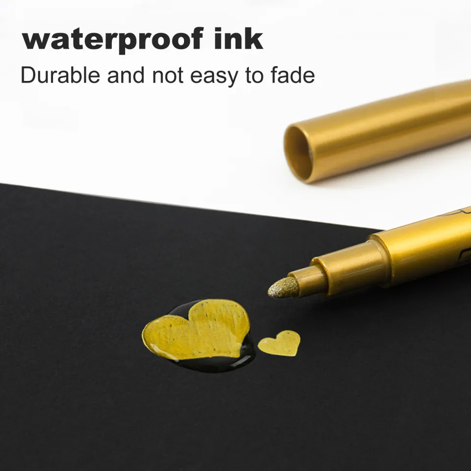 Mairbeon 2Pcs Metallic Pen Waterproof Smooth Writing Plastic DIY