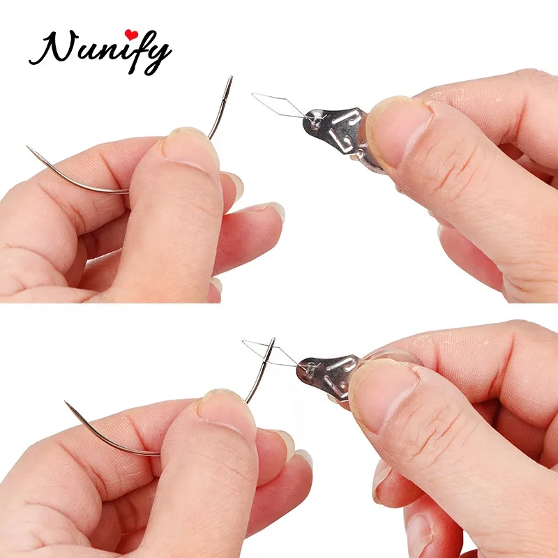 HOT JINEKXHSWGH 576] 2Pcs Curved Sewing Needle 1Pcs Needle Threader 1Roll  Black Weaving Thread Good Quality Wig Needle And Thread For Making Wigs