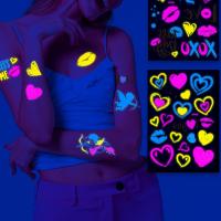 hot【DT】 Fluorescent Sticker Temporary Tattoos Stickers for Arm Leg Face Music Concert Bar Stic