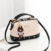 2021 han edition handbag womenbag steel clamp female bag shoulder embroidered diamond lattice pillow bag