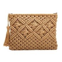 Womens Hand-Woven Cotton Bag Straw Woven Bag Coin Purse Bag Clutch Bag Bag Khaki