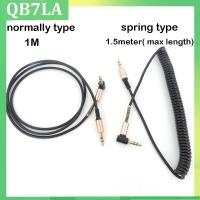 QB7LA Shop 3pole 1M stereo 3.5mm Male to male Jack AUX Audio spring extend connector Cable 90 Degree Right Angle Speaker for PC Headphone