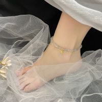 [COD] Qiaoen ins niche light luxury design natural crystal bracelet gray moonlight bell anklet manufacturers wholesale