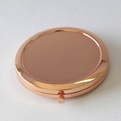 Rose Gold Round Metal Framed Pocket Mirror Dia 70mm2.75inch