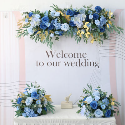 Homemade Wedding Decoration Blue Series Flower Ball Simulation Flower Row Home Decor Curtain Flower Wedding Sign In The Road